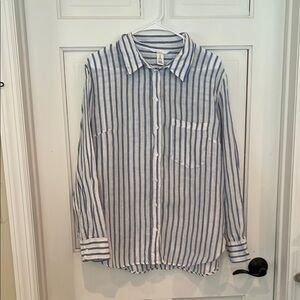 H&M Women blue linen shirt